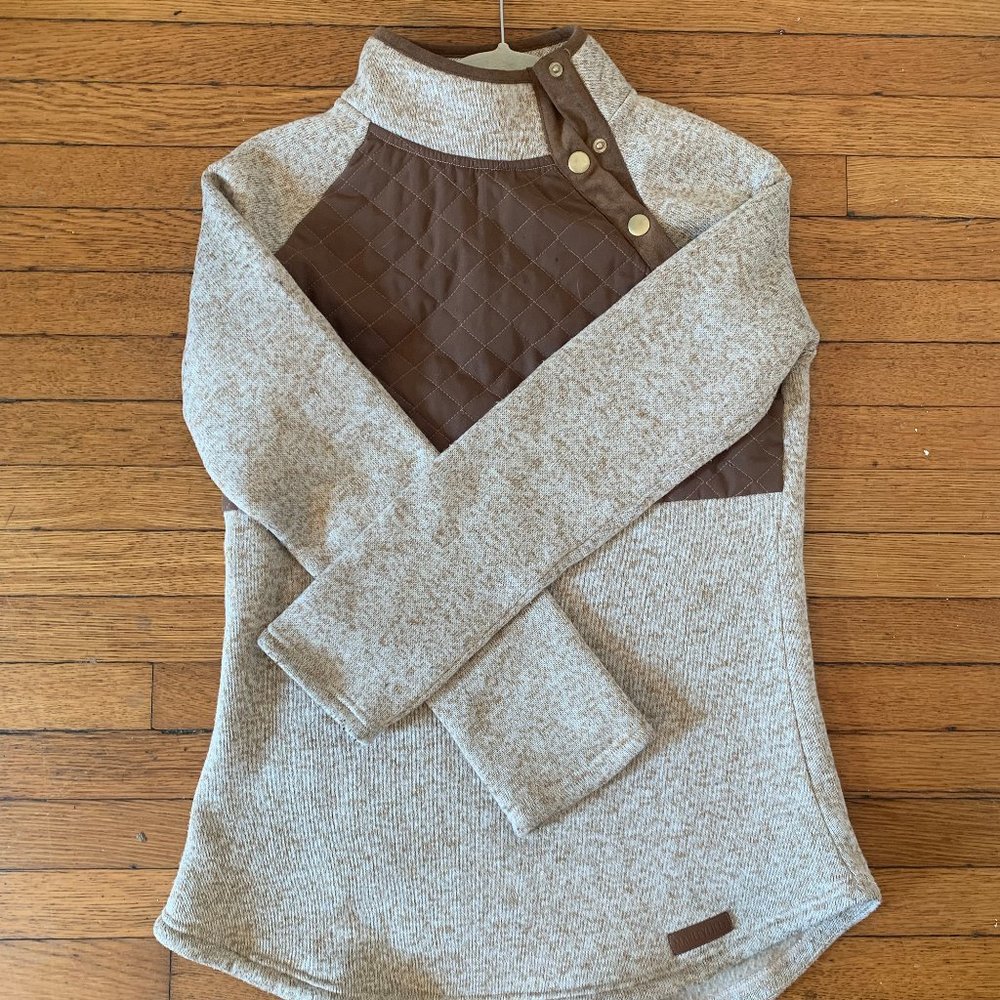 MARLEY LILLY | Women's Brown Fleece Lined Button Front Pullover | Size M